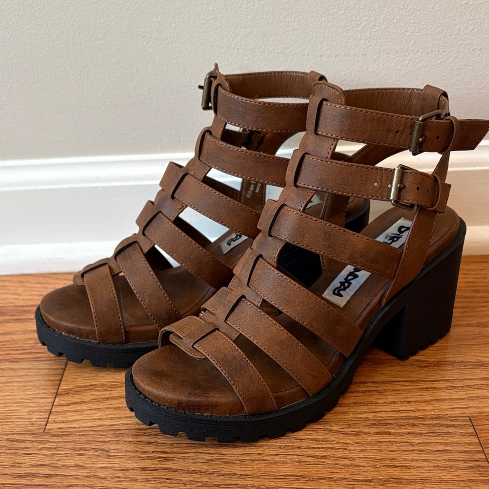 Dirty Laundry Brown Strappy Block Heel Sandals
